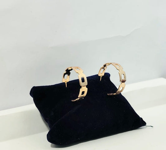 Geometric Gold-Plated Open Link Hoop Earrings