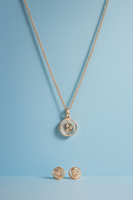 Elegant Gold-Plated Necklace & Earring Set with CZ Stones