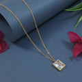 Blinkon Store Clear Solitaire Emerald-Cut Crystal Gold Pendant Necklace