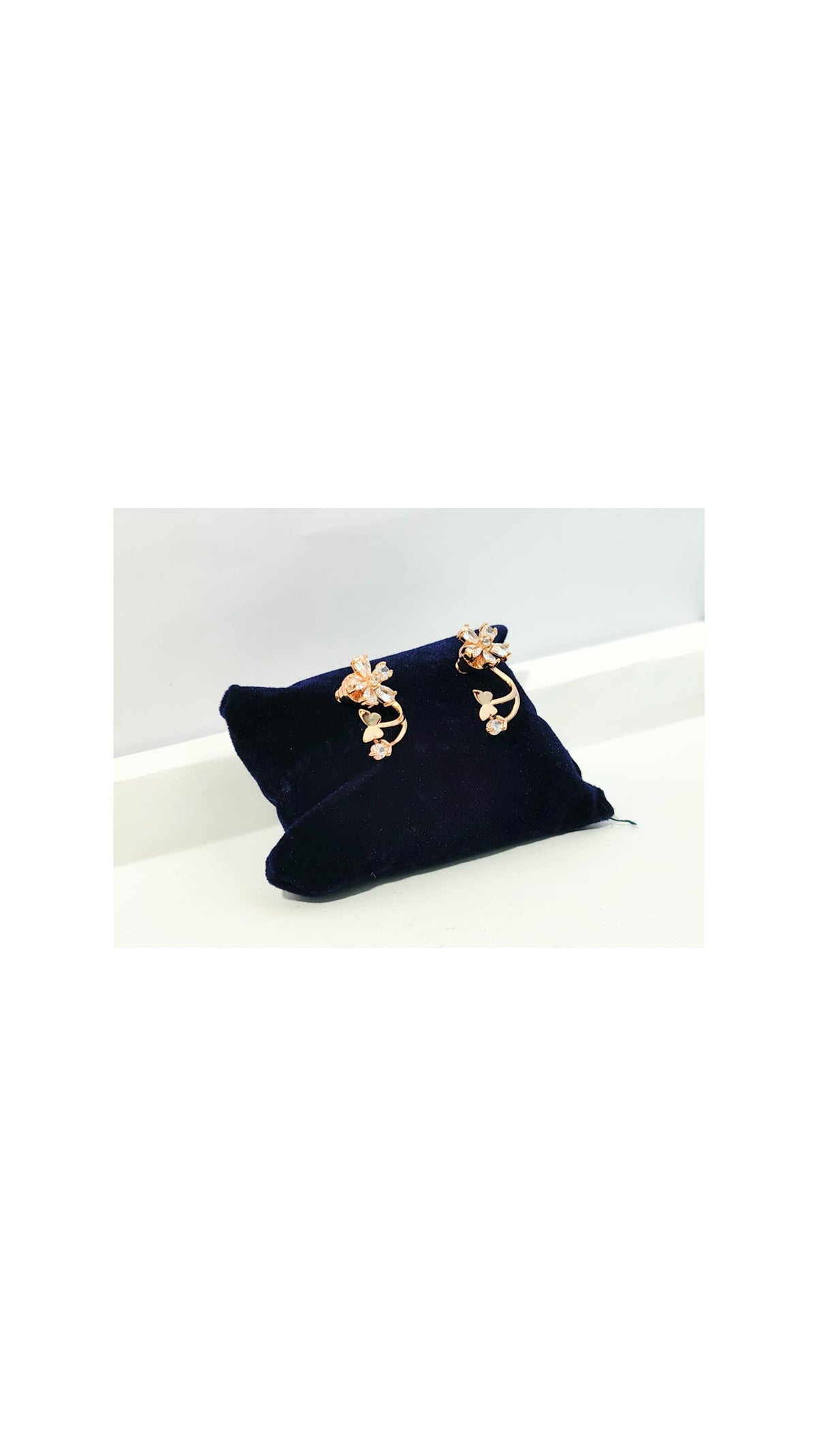 Elegant Rose Gold Flower & Butterfly Curved Dangle Earrings for Women