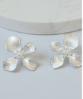 Silver Floral Pearl Stud Earrings for Women | Elegant Artificial Jewellery | Blinkon Store