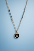 Rose Gold Plated Black Evil Eye Pendant Necklace with Crystal Detailing