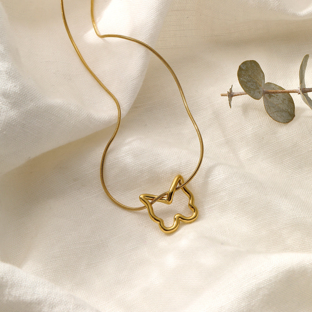 Aesthetic Gold Hollow Butterfly Slide Pendant Necklace | Waterproof & Hypoallergenic Dainty Snake Chain