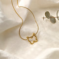 Aesthetic Gold Hollow Butterfly Slide Pendant Necklace | Waterproof & Hypoallergenic Dainty Snake Chain