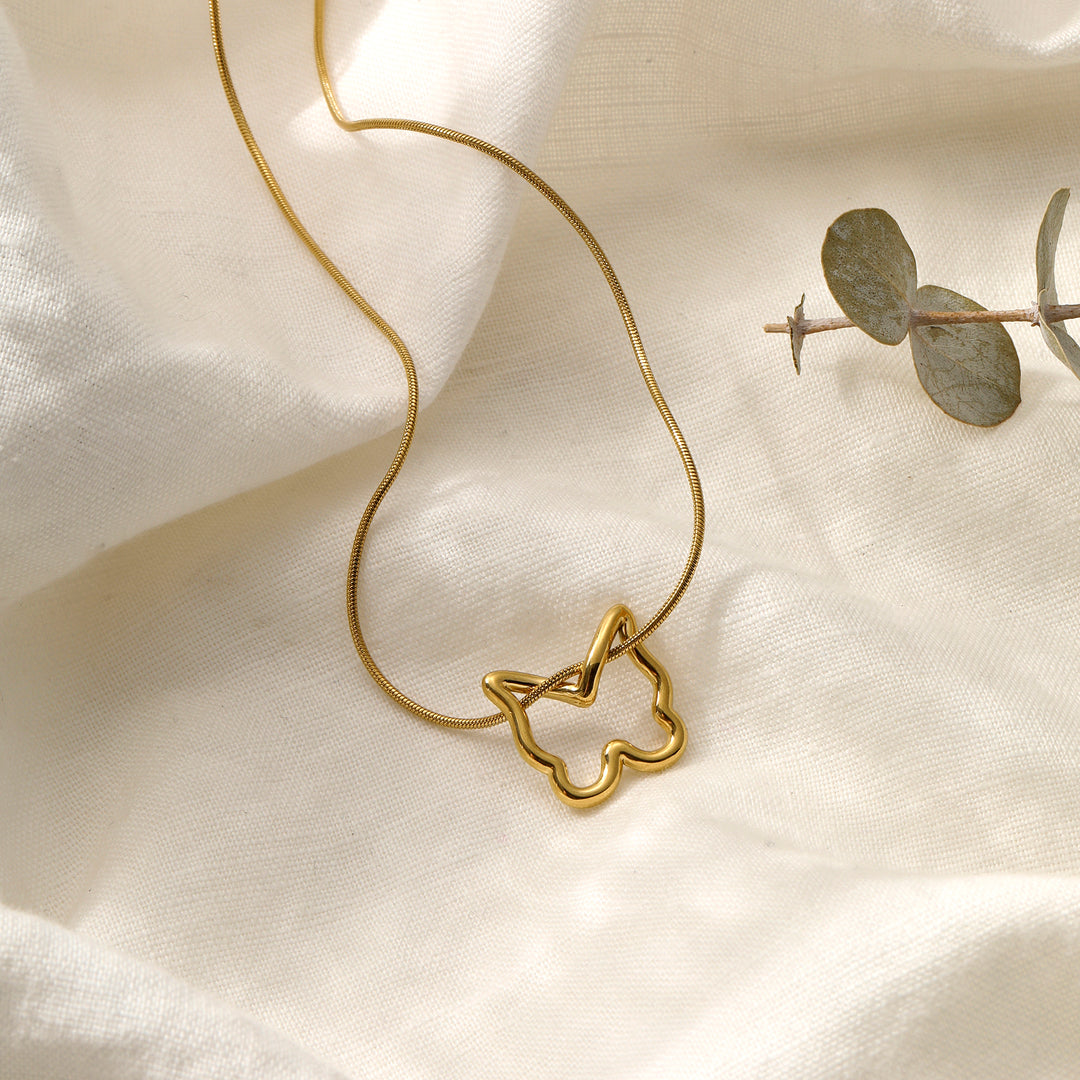 Aesthetic Gold Hollow Butterfly Slide Pendant Necklace | Waterproof & Hypoallergenic Dainty Snake Chain
