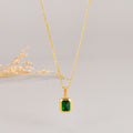 Blinkon Store Royal Emerald Green Gemstone Gold Pendant Necklace