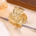 Tropical Gold Plated Monstera Leaf Statement Open Cuff Bracelet