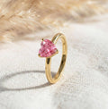 Minimalist Gold Plated Pink CZ Heart Solitaire Ring