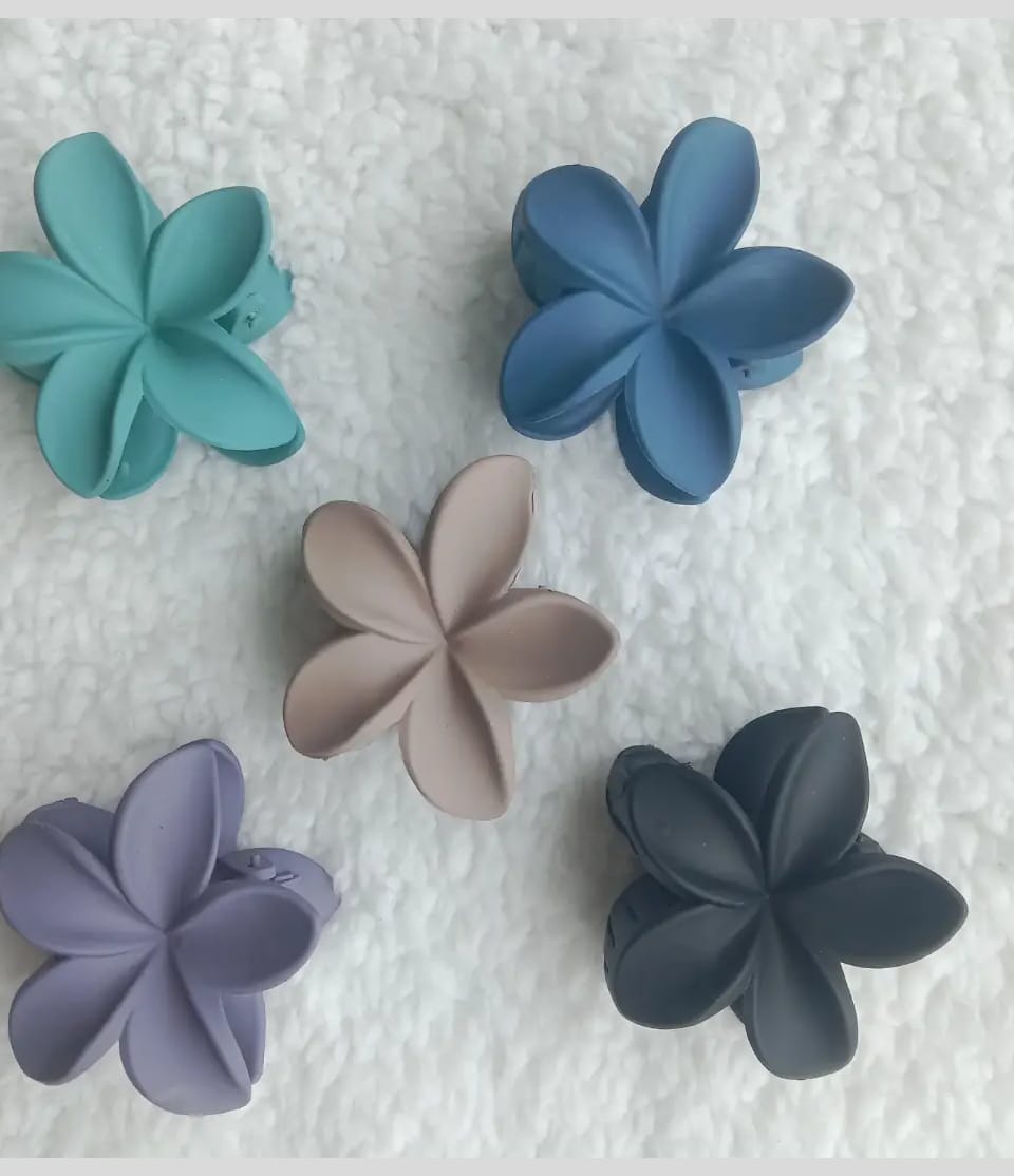 Aesthetic Matte Frangipani Flower Hair Claws | Non-Slip Strong Grip Pastel Hair Accessories Collection