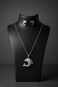 Minimalist Silver Dolphin Charm Pendant Chain & Matching Stud Set for Women