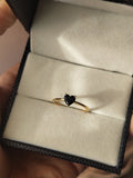 Dainty Gold Plated Black Onyx Heart Solitaire Ring