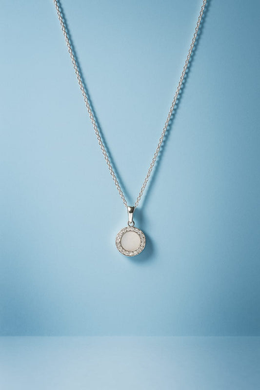 Elegant Silver Round Pendant Necklace