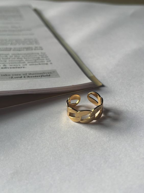Trendy Gold Cuban Chain Link Adjustable Ring
