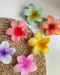 Hawaiian Plumeria Flower Hair Claw Clips for Women | Aesthetic Pastel Floral Hair Catch Clips