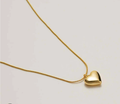 Aesthetic Gold Bow Knot Dangler Heart Pendant Necklace | Waterproof & Hypoallergenic Flat Snake Chain