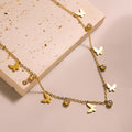 Dainty Gold Plated Butterfly Charm & Bezel CZ Stone Drop Choker Necklace