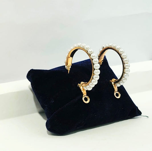 Elegant Gold-Plated Pearl Hoop Earrings