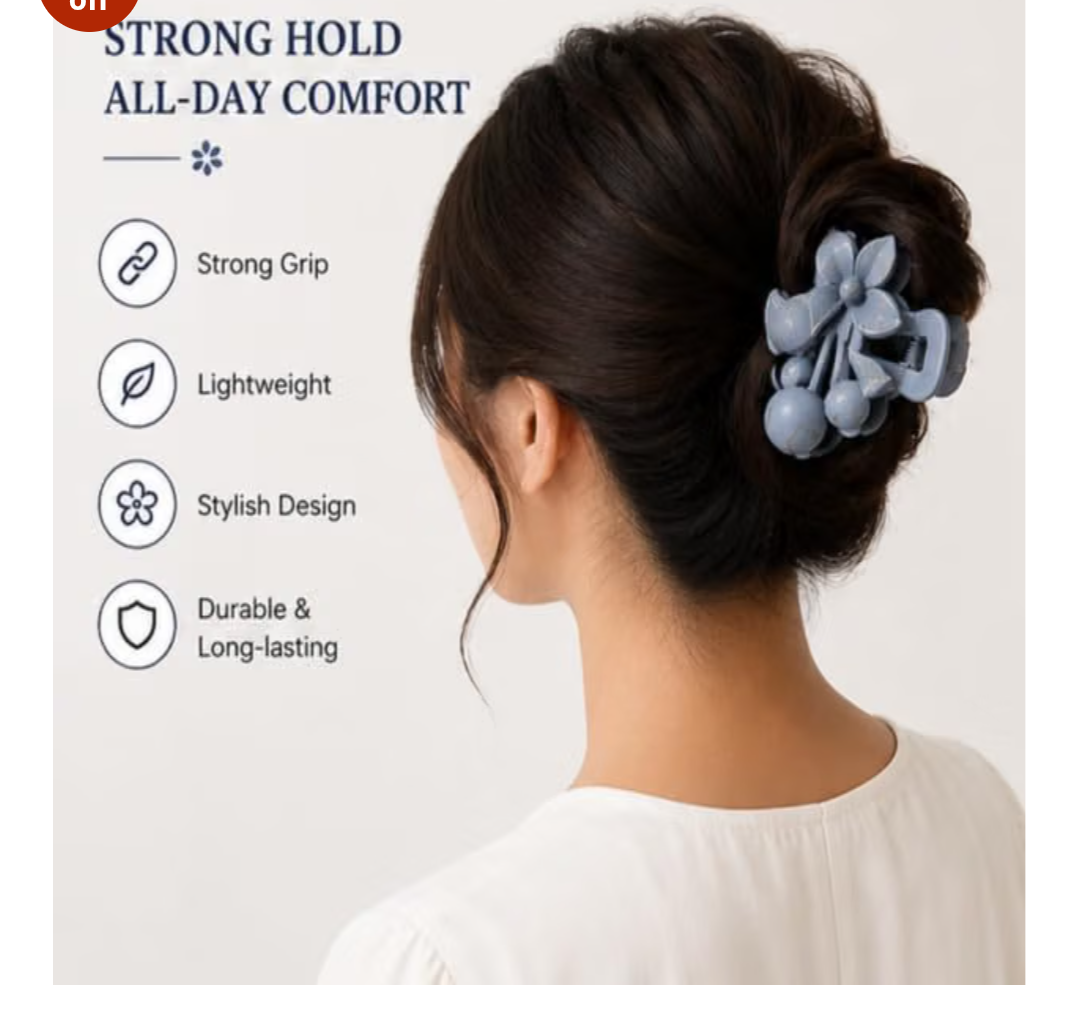 Blinkon Store Matte Finish Floral & Berry Hair Claw Clips 5 Set