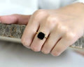 Royal Princess Cut Black Onyx Gold Plated Solitaire Ring