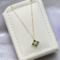 Minimalist Black Onyx Style Floral Charm Pendant Necklace in Gold Finish for Women
