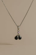 Cute Silver-Plated Double Teardrop Pendant Chain with Sparkling Zircon