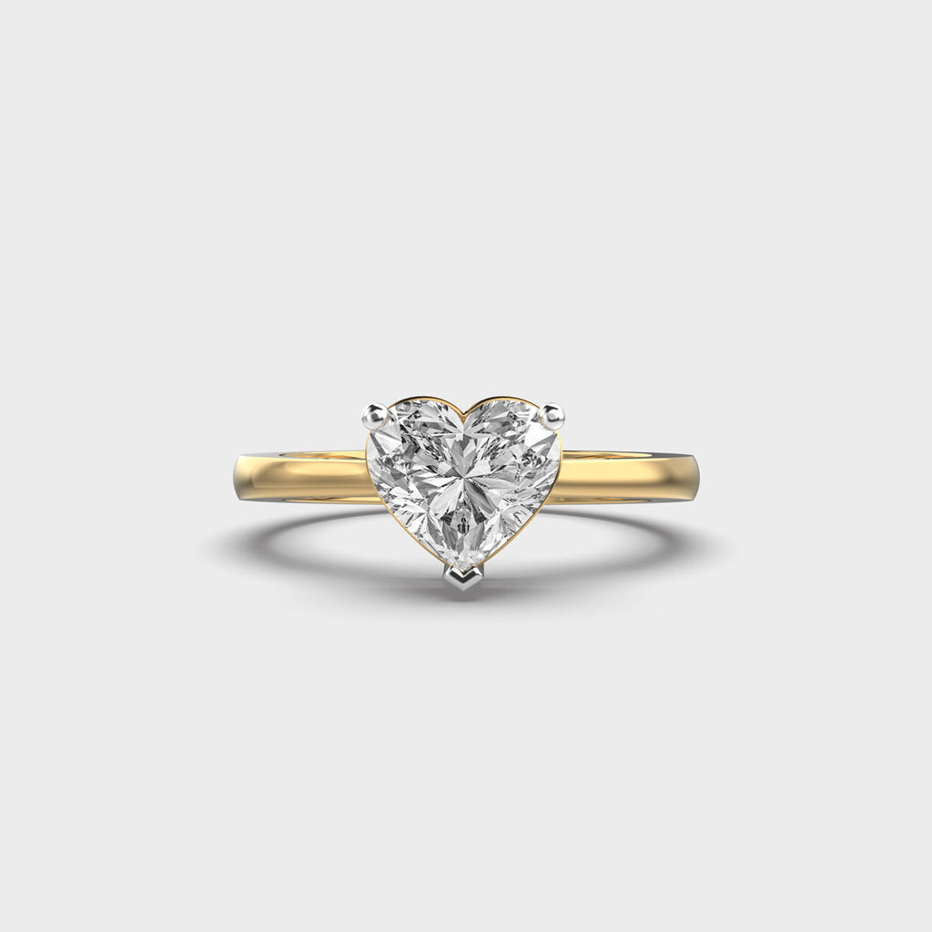 Elegant Heart-Cut Diamond Solitaire Ring in Gold Band