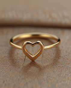 Minimalist Open Heart Gold Plated Ring for Women