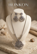 Traditional Circular Mirror Motif Oxidized Jewellery Set for Women