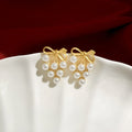 Golden Bow Pearl Drop Earrings for Women | Elegant Artificial Jewellery | Blinkon Store