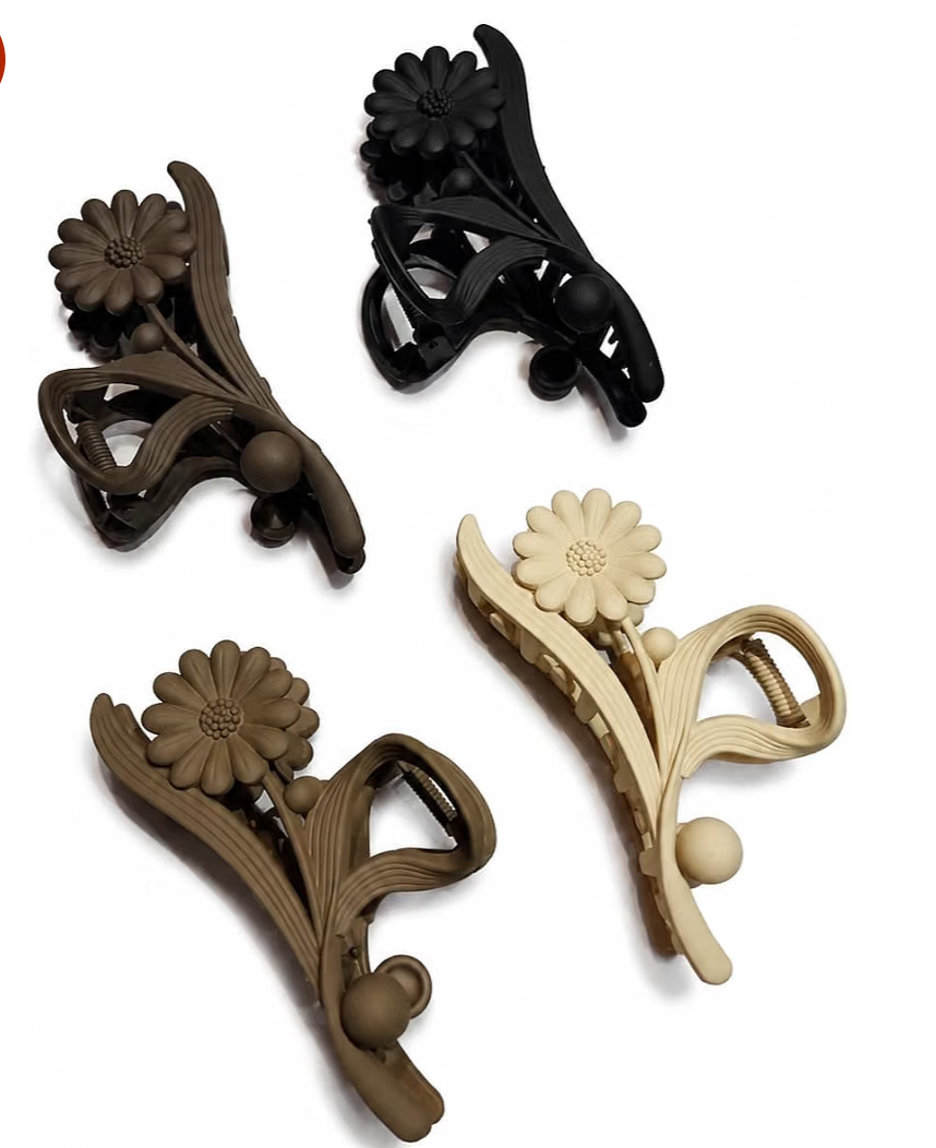 Blinkon Store Matte Finish Flower Hair Claw Clips (Pack of 4)