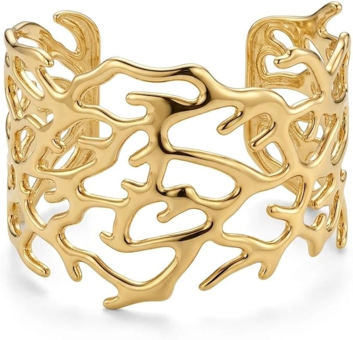 Ocean-Inspired Coral Reef Branch Gold Plated Open Cuff Bracelet