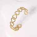 Golden Heart Link Open Cuff Bracelet for Women | Blinkon Store