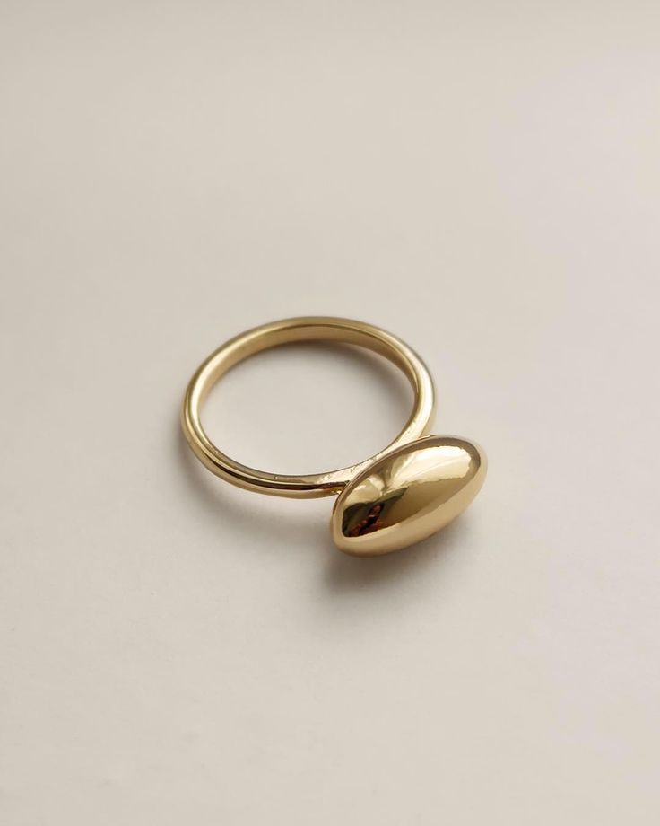 Minimalist Oval Dome Gold Plated Statement Ring