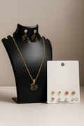 Chic Black Enamel Swan Pendant Chain with Matching Earrings & Stud Set for Women