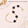 Blinkon Store Royal Blue Floral Motif Gold Plated Bracelet for Women