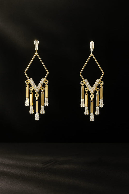 Elegant Geometric Gold-Plated Dangle Earrings