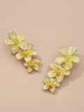 Aesthetic Gold Textured Floral Cascading Drop Earrings for Women & Girls
