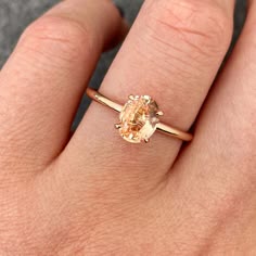 Minimalist Peach Morganite-Style Oval Cut Crystal Rose Gold Solitaire Ring for Women