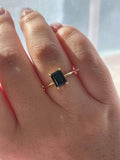 Dainty Gold Plated Emerald Cut Black Onyx Solitaire Ring