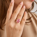 Dainty Rose Gold Plated Oval Cut Pink Sapphire CZ Solitaire Ring