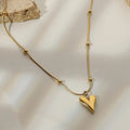 Blinkon Store Gold Plated Puffy Heart Pendant Snake Chain Necklace