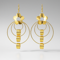 Blinkon Store Gold Plated Floral Top Multi-Tier Hoop Dangle Earrings
