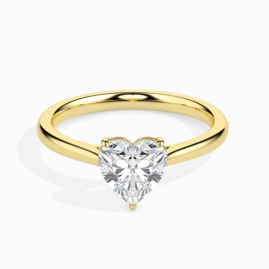 Elegant Heart-Cut Diamond Solitaire Ring in Gold Band