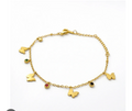 Gold Plated Butterfly Charm Bracelet -Anklet with Multi-Colored Bezel Stones