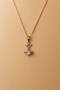 Elegant Rose Gold Crystal Cross & Heart Pendant Necklace for Women