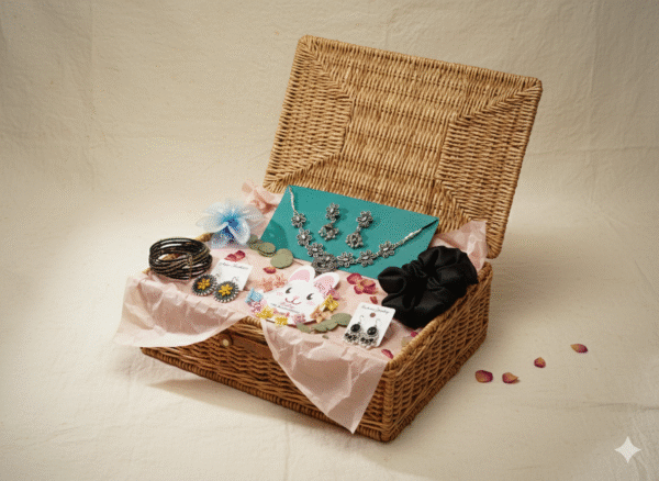 Boho Chic Accessory Wicker Gift Basket