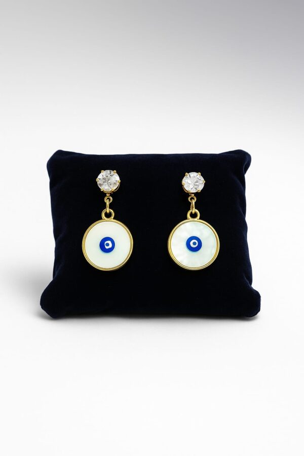 Gold-Tone & Mother-of-Pearl Style Evil Eye Drop Earrings