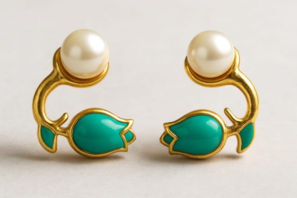 Elegant Gold-Plated Tulip Cuff Earrings with Pearl