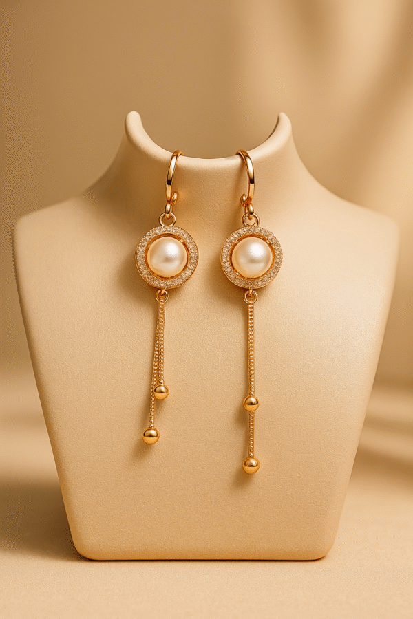 Glamour Pearl & Pave Dangle Hoop Earrings