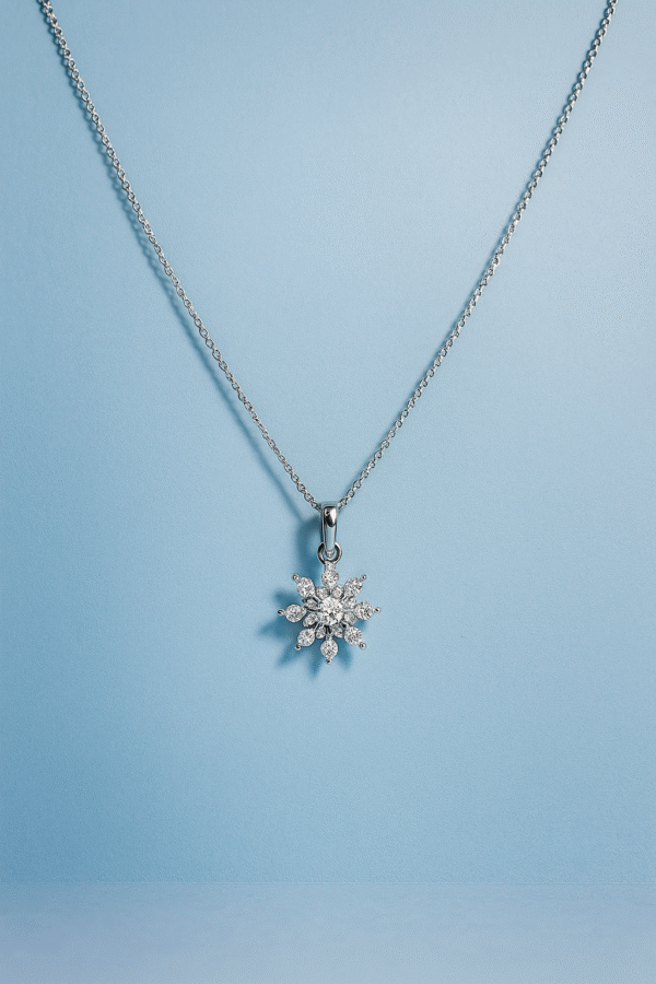 Sparkling Crystal Snowflake Pendant Necklace